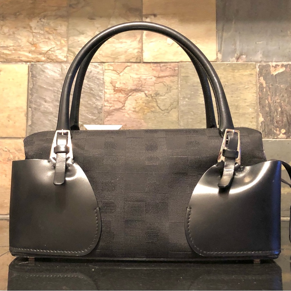 Bally black leather & cloth satchel